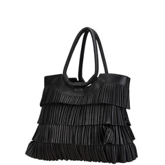 アルマーニ フリンジ トートバッグ ブラック レザー レディース ARMANI 【中古】