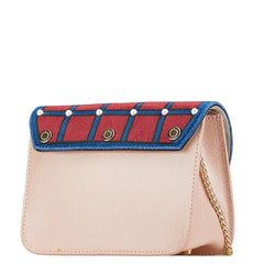 フルラ メトロポリス チェーン ショルダーバッグ ピンク レッド マルチカラー ベロア レザー レディース Furla 中古