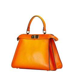 フェンディ ピーカブー アイシーユー ミディアム ハンドバッグ 8BN321 オレンジ レザー レディース FENDI 【中古】