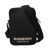 バーバリー ロゴ パディ 斜め掛け ショルダーバッグ ブラック ナイロン レザー レディース BURBERRY 【中古】