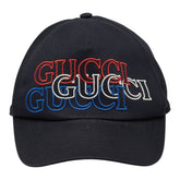 グッチ ロゴ ベースボールキャップ サイズM 788548 ブラック コットン レーヨン メンズ GUCCI 【中古】