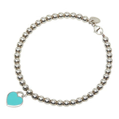 ティファニー リターントゥティファニー ハート タグ ビーズ ブレスレット ブルー シルバー SV925 シルバー レディース TIFFANY&Co. 【中古】