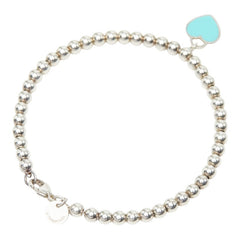 ティファニー リターントゥティファニー ハート タグ ビーズ ブレスレット ブルー シルバー SV925 シルバー レディース TIFFANY&Co. 【中古】