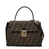 フェンディ ズッカ ハンドバッグ ショルダーバッグ 2WAY ブラウン キャンバス レザー レディース FENDI 【中古】