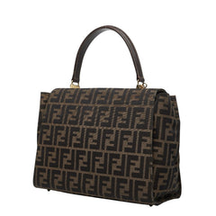 フェンディ ズッカ ハンドバッグ ショルダーバッグ 2WAY ブラウン キャンバス レザー レディース FENDI 【中古】