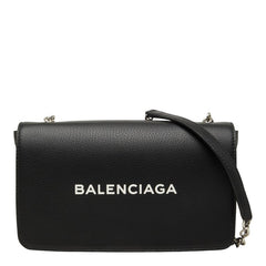 バレンシアガ エブリデイ チェーン ウォレット ショルダーバッグ 502027 ブラック レザー レディース BALENCIAGA 【中古】
