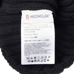 モンクレール ロゴ ポンポン付き ニットキャップ ニット帽 ブラック ウール レディース MONCLER 【中古】