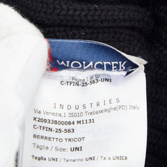 モンクレール ロゴ ポンポン付き ニットキャップ ニット帽 ブラック ウール レディース MONCLER 【中古】