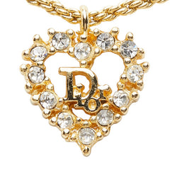 ディオール CDロゴ ハート モチーフ ネックレス ゴールド メッキ ラインストーン レディース Dior 【中古】