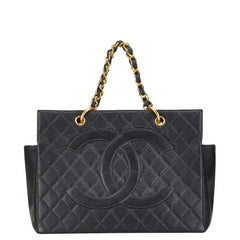 シャネル マトラッセ ココマーク チェーン ハンドバッグ トートバッグ ブラック キャビアスキン レディース CHANEL 【中古】