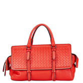 ボッテガヴェネタ イントレチャート モナコバッグ ハンドバッグ レッド レザー レディース BOTTEGAVENETA 中古