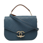 シャネル マトラッセ ハーフココ ハンドバッグ ショルダーバッグ 2WAY ブルー系 キャビアスキン レディース CHANEL 【中古】