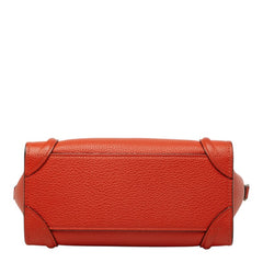 セリーヌ ラゲージ ナノ ショッパー ハンドバッグ ショルダーバッグ 2WAY レッド レザー レディース CELINE 【中古】