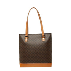 セリーヌ マカダム トートバッグ ショルダーバッグ CE00/12 ブラウン PVC レザー レディース CELINE 【中古】