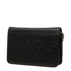 シャネル カメリア ココマーク チェーン ショルダーバッグ ウォレット ブラック ラムスキン レディース CHANEL 【中古】