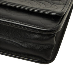 シャネル カメリア ココマーク チェーン ショルダーバッグ ウォレット ブラック ラムスキン レディース CHANEL 【中古】