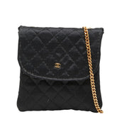 シャネル マトラッセ ココマーク ミニ チェーン ポーチ ブラック サテン レディース CHANEL 【中古】