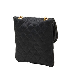 シャネル マトラッセ ココマーク ミニ チェーン ポーチ ブラック サテン レディース CHANEL 【中古】