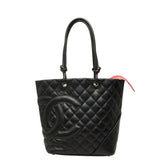 シャネル カンボンライン ココマーク トートバッグ ハンドバッグ ブラック ピンク レザー レディース CHANEL 【中古】