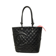 シャネル カンボンライン ココマーク トートバッグ ハンドバッグ ブラック ピンク レザー レディース CHANEL 【中古】