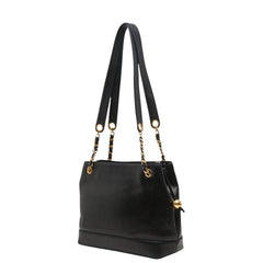 シャネル ココマーク チェーン トートバッグ ハンドバッグ ブラック ラムスキン レディース CHANEL 【中古】
