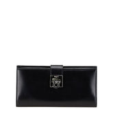 サルヴァトーレフェラガモ ガンチーニ 長財布 ブラック カーフ レディース Salvatore Ferragamo 【中古】