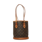 ルイ ヴィトン モノグラム プチ バケットPM トートバッグ ショルダーバッグ M42238 ブラウン PVC レザー レディース LOUIS VUITTON 中古