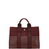 エルメス フールトゥPM ハンドバッグ ワインレッド キャンバス レザー レディース HERMES 【中古】