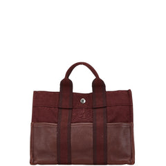 エルメス フールトゥPM ハンドバッグ ワインレッド キャンバス レザー レディース HERMES 【中古】