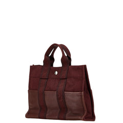 エルメス フールトゥPM ハンドバッグ ワインレッド キャンバス レザー レディース HERMES 【中古】