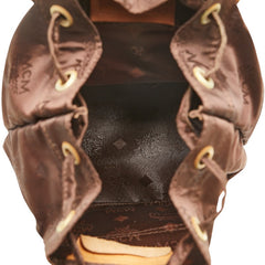 エム シー エム ヴィセトス ロゴグラム リュック バックパック ブラウン ナイロン レザー レディース MCM 【中古】