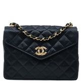 シャネル マトラッセ ココマーク ビジュー 斜め掛け チェーン ショルダーバッグ ブラック サテン レディース CHANEL 中古
