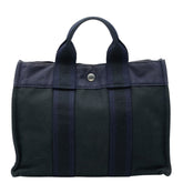 エルメス フールトゥPM ハンドバッグ トートバッグ ブラック パープル キャンバス レディース HERMES 中古