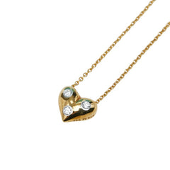 ティファニー K18YG イエローゴールド Pt950 プラチナ ダイヤ ドッツハート ネックレス レディース TIFFANY&Co. 中古