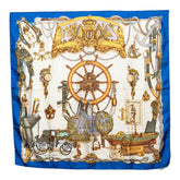 エルメス カレ90 博物館 MUSEE スカーフ ブルー アイボリー シルク レディース HERMES 中古