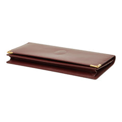 カルティエ マストライン 長財布 ロングウォレット ボルドー ワインレッド レザー レディース CARTIER 中古