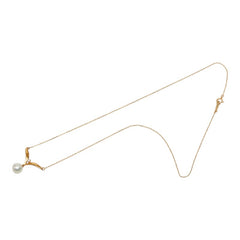 ミキモト K18YG イエローゴールド 750 ダイヤモンド パール7.4mm ネックレス レディース MIKIMOTO 中古