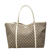 グッチ GGスプリーム トートバッグ ハンドバッグ 197954 ベージュ アイボリー PVC レザー レディース GUCCI 中古