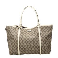グッチ GGスプリーム トートバッグ ハンドバッグ 197954 ベージュ アイボリー PVC レザー レディース GUCCI 中古