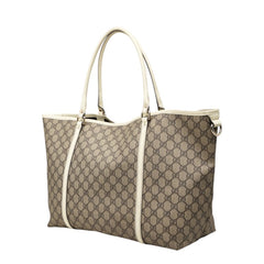 グッチ GGスプリーム トートバッグ ハンドバッグ 197954 ベージュ アイボリー PVC レザー レディース GUCCI 中古
