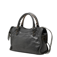 バレンシアガ クラシック ミニシティ ハンドバッグ ショルダーバッグ 2WAY 300295 グレー レザー レディース BALENCIAGA 中古