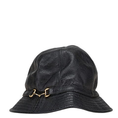 グッチ ホースビット バケットハット サイズ:S 666600 ブラック レザー メンズ GUCCI 【中古】
