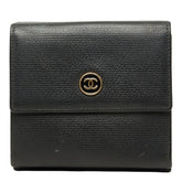 シャネル ココマーク 二つ折り財布 A20902 ブラック ゴールド レザー レディース CHANEL 中古