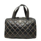 シャネル ココマーク ワイルドステッチ ハンドバッグ ブラック ゴールド金具 レザー レディース CHANEL 中古