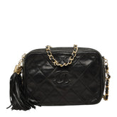 シャネル ココマーク マトラッセ 斜め掛け チェーン ショルダーバッグ ブラック ラムスキン レディース CHANEL 中古