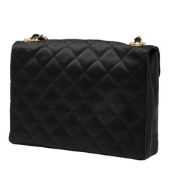 シャネル ココマーク マトラッセ チェーン ショルダーバッグ ブラック ゴールド ラインストーン シルクサテン レディース CHANEL 中古