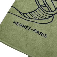 エルメス ヨッティング タラッサ ビーチタオル バスタオル グリーン系 コットン レディース HERMES 中古