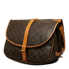 ルイ ヴィトン モノグラム ソミュール35 斜め掛け ショルダーバッグ M42254 ブラウン PVC レザー レディース LOUIS VUITTON 中古