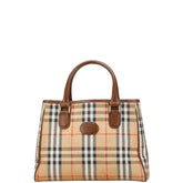 バーバリー ノバチェック シャドーホース トートバッグ ハンドバッグ ベージュ マルチカラー PVC レザー レディース BURBERRY 【中古】
