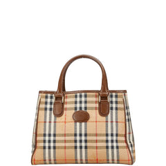 バーバリー ノバチェック シャドーホース トートバッグ ハンドバッグ ベージュ マルチカラー PVC レザー レディース BURBERRY 【中古】